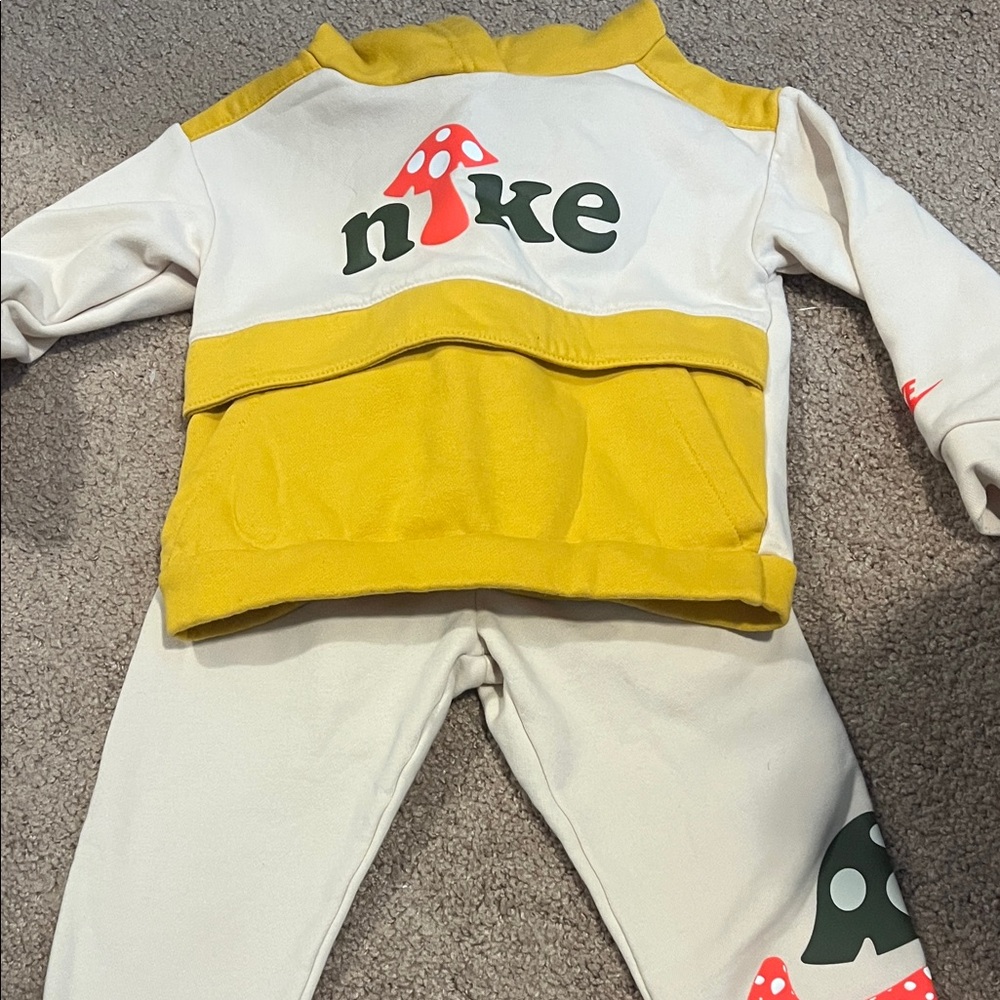 Nike Cream and Yellow Tracksuit with Mushroom Design